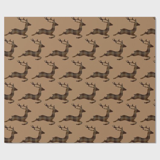 Braunes kariertes Hirschpackpapier Geschenkpapier (Flach)