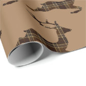 Braunes kariertes Hirschpackpapier Geschenkpapier (Rolleneckpunkt)