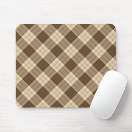 Braunes Kariertes Muster Mousepad (Mit Mouse)