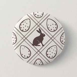 Braunes Karo-Ostern Button