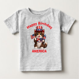 Braunes Kätzchen (1g) Patriotisches Kinder T-Shirt