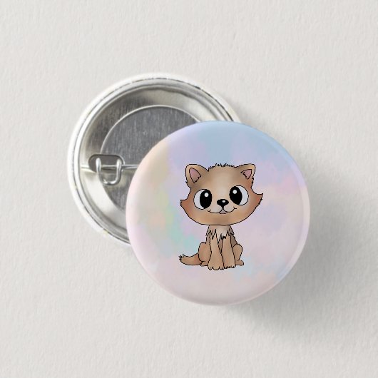 braunes Kätzchen Button (Vorne & Hinten)