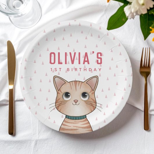 Braunes Kätzchen Pappteller