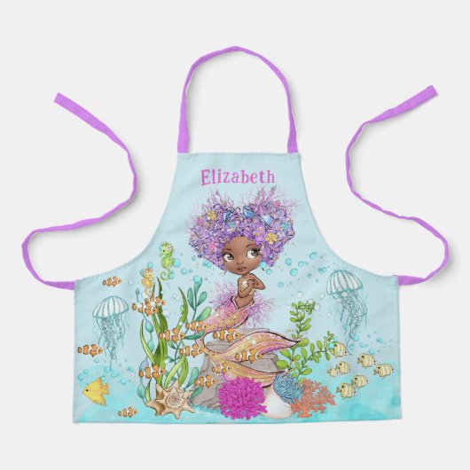 Braunes kleines Meerjungfrau-Überlaufbüro Schürze (Vorderseite)