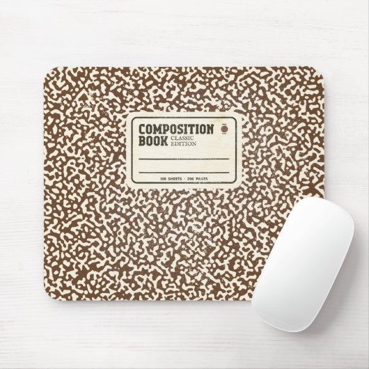 Braunes KompositionsNotebook mit Etikett Mousepad (Mit Mouse)