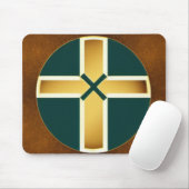 Braunes Kreuz mit Aquamariner Hintergrundmousepad Mousepad (Mit Mouse)