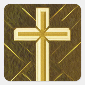 Braunes Kreuz mit texturiertem Hintergrund Quadratischer Aufkleber