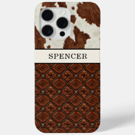 Braunes Kuhleder und monogrammierte Leder Case-Mate iPhone Hülle