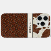 Braunes Kuhleder und monogrammierte Leder Case-Mate iPhone Hülle (Rückseite (Horizontal))