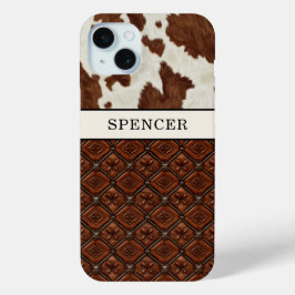 Braunes Kuhleder und monogrammierte Leder Case-Mate iPhone Hülle