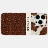 Braunes Kuhleder und monogrammierte Lederteile Case-Mate iPhone Hülle (Rückseite (Horizontal))