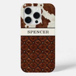 Braunes Kuhleder und monogrammierte Lederteile Case-Mate iPhone Hülle