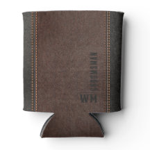 Braunes Kunstleder-Monogramm-Geschenk für den Trau