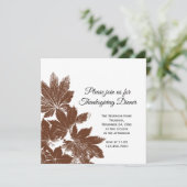 Braunes Leaf Briefmarke Erntedank Abendessen Einla Einladung (Stehend Vorderseite)