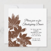 Braunes Leaf Briefmarke Erntedank Abendessen Einla Einladung (Vorderseite)