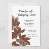 Braunes Leaf Briefmarke Erntedank Abendessen Einla Einladung (Vorderseite)