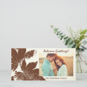 Braunes Leaf Print Herbst Grüße Karte (Stehend Vorderseite)