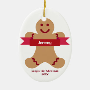 Braunes Lebkuchen Kind roter Banner Name Baby zuer Keramik Ornament