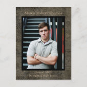 Braunes Leder - Abschluss Ankündigung Postkarte (Vorderseite)