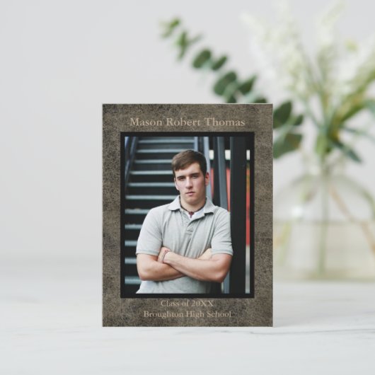 Braunes Leder - Abschluss Ankündigung Postkarte (Stehend Vorderseite)