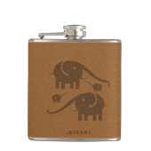 Braunes Leder aussehen Elephant Illustration Flachmann (Vorderseite)