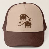 Braunes Leder aussehen Elephant Illustration Truckerkappe (Vorderseite)