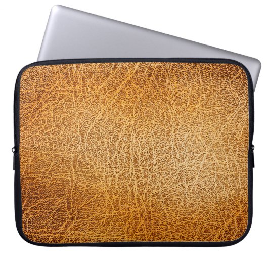 Braunes Leder: Detaillierte Textur Laptopschutzhülle (Vorderseite)