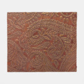 Braunes Leder, gearbeitete Blumenmuster. Fleecedecke (Vorderseite (Horizontal))