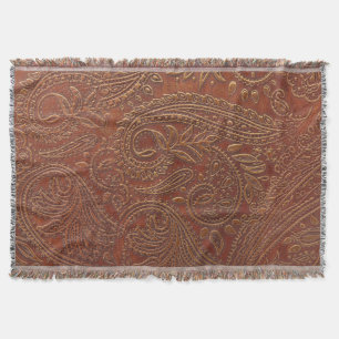 Braunes Leder, geprägtes Blumenmuster. Decke