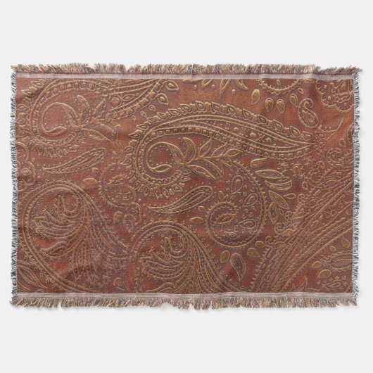 Braunes Leder, geprägtes Blumenmuster. Decke (Vorderseite)