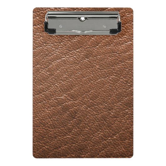 Braunes Leder Mini Klemmbrett (Vorderseite)