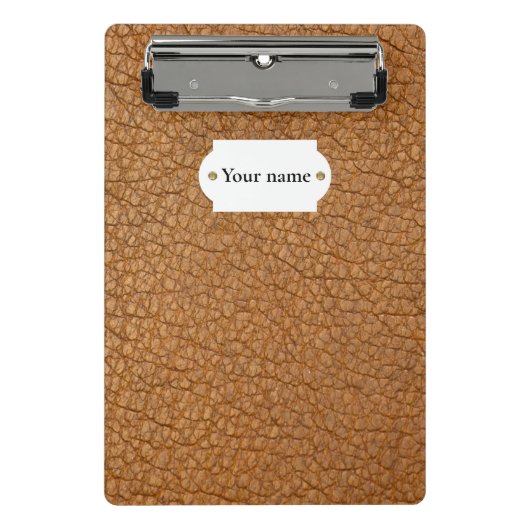 Braunes Leder Mini Klemmbrett (Vorderseite)