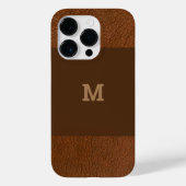 Braunes Leder mit klassischer Monogramm Case-Mate iPhone Hülle (Rückseite)