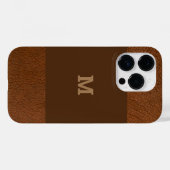 Braunes Leder mit klassischer Monogramm Case-Mate iPhone Hülle (Rückseite (Horizontal))