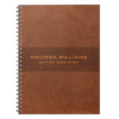 Braunes Leder mit Stich-Effekt Notizblock (Vorderseite)