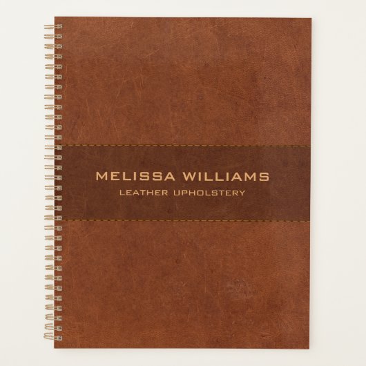 Braunes Leder mit Stich-Effekt Planer (Vorderseite)