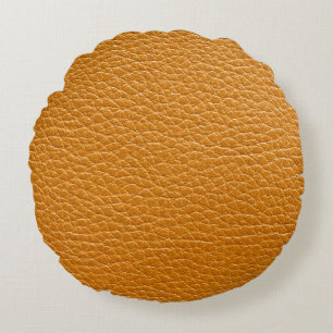 Braunes Leder, Nahaufnahme Textur Hintergrund. Rundes Kissen