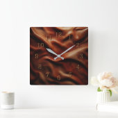 braunes Leder Quadratische Wanduhr (Zuhause)