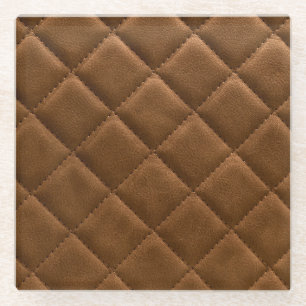 Braunes Leder, Rhombus-Muster zeichnend Glasuntersetzer