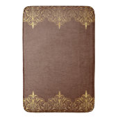 Braunes Leder Textur Print Gold Border Badematte (Vorderseite Vertikal)
