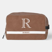 Braunes Leder Textur Trim White Monogram Name