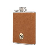 Braunes Ledergold Monogramm Flachmann (Links)