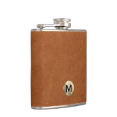 Braunes Ledergold Monogramm Flachmann (Rechts)