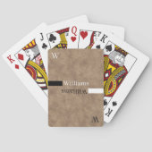 Braunes Lederlook Familienname Spielkarten (Rückseite)