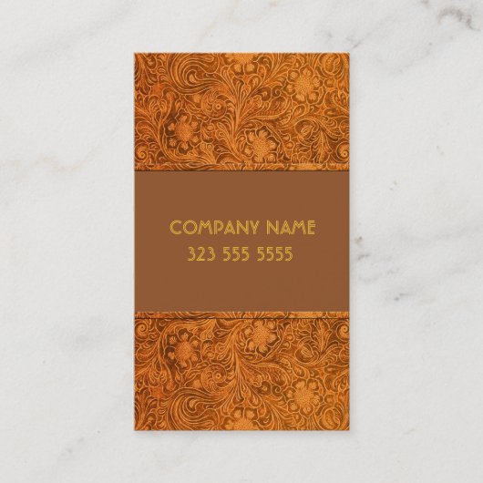Braunes Ledersehen Embossed-Blume-Vorlage Visitenkarte (Vorderseite)
