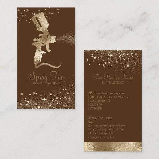 Braunes Leichtbräunspray Sparkle Gold Visitenkarte (Vorne/Hinten)