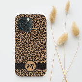 Braunes Leopard-Muster-Monogramm iPhone Hülle