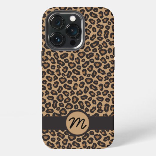 Braunes Leopard-Muster-Monogramm iPhone Hülle (Hinten)