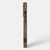 Braunes Leopard-Muster-Monogramm iPhone Hülle (Linke Seite)