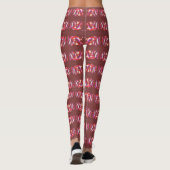 Braunes, lila, rotes Holzdesign gemustert Leggings (Rückseite)